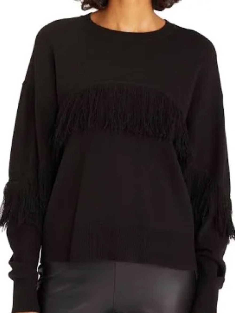 Fifteen Twenty Black Fringe Crew Sweater
